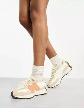 Бело-коричневые кроссовки New Balance 327