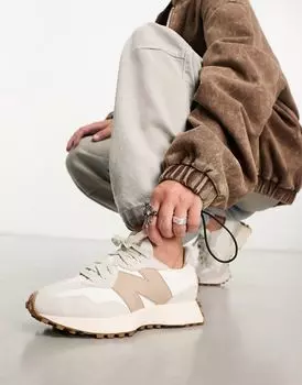 Бело-коричневые кроссовки New Balance 327