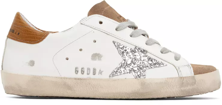 Бело-коричневые кроссовки Super-Star Golden Goose