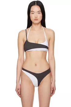 Бело-коричневый многослойный бикини-топ Ottolinger