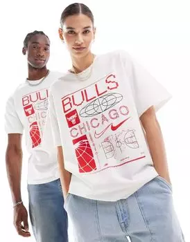 Бело-красная футболка унисекс с логотипом Nike NBA Chicago Bulls