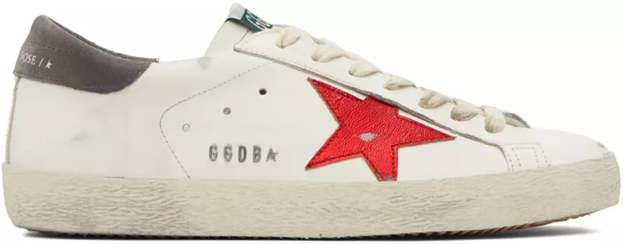 Бело-красные кроссовки Golden Goose Super Star