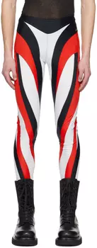 Бело-красные леггинсы со спиралью Mugler