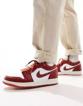 Бело-красные низкие кеды Air Jordan 1 SE