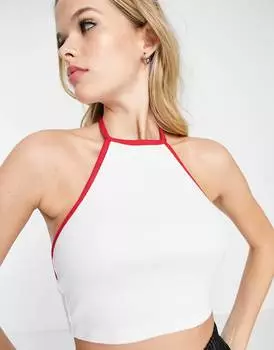 Бело-красный топ с контрастной окантовкой ASOS DESIGN