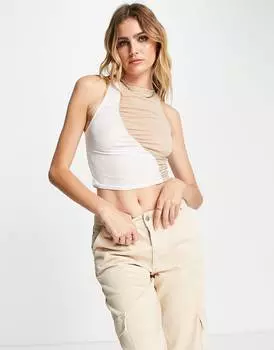 Бело-кремовый топ без рукавов со сборками ASOS DESIGN