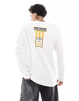 Бело-оранжевая футболка с длинными рукавами adidas Originals Adibreak