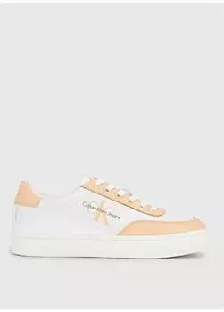 Бело-оранжевые женские кожаные кроссовки YW0YW0129602S Calvin Klein, оранжевый