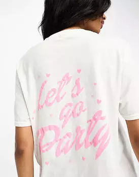 Бело-розовая футболка для подружек невесты Six Stories Lets Go Party