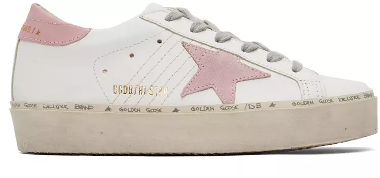 Бело-розовые кроссовки Golden Goose Hi Star