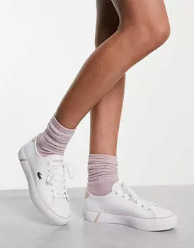 Бело-розовые кроссовки Lacoste Gripshot