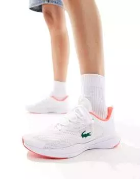Бело-розовые кроссовки Lacoste Run Spin