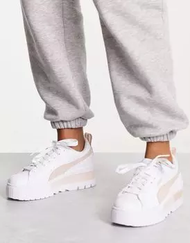 Бело-розовые кроссовки на танкетке PUMA Mayze