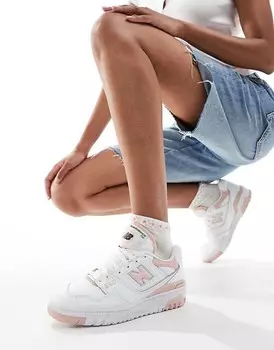 Бело-розовые кроссовки New Balance 550