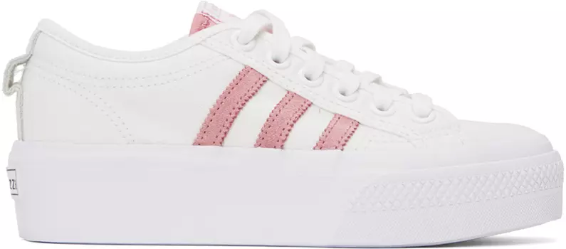 Бело-розовые кроссовки Nizza на платформе adidas Originals