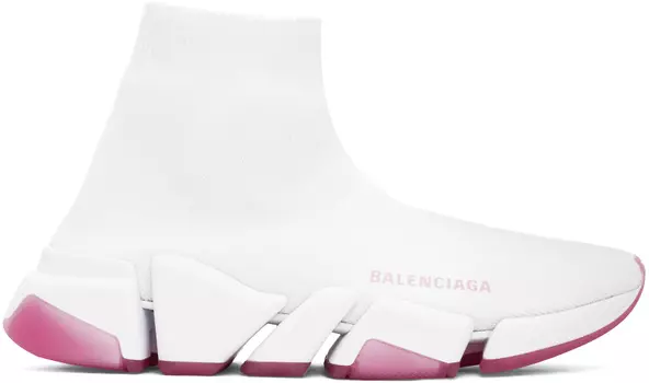 Бело-розовые кроссовки Speed ​​2.0 Balenciaga