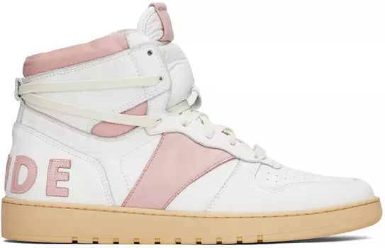 Бело-розовые высокие кроссовки Rhecess Rhude