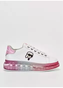 Бело-розовые женские кожаные кроссовки KL62630N 01P Karl Lagerfeld, розовый