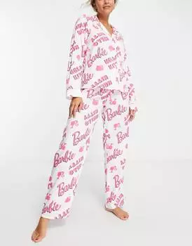 Бело-розовый комплект из рубашки и брюк ASOS DESIGN Barbie x Hello Kitty