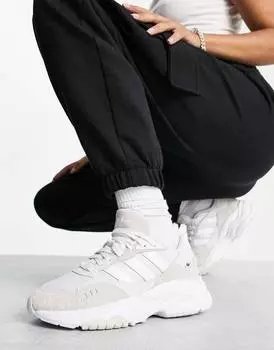 Бело-серебристые кроссовки adidas Originals Retropy F90