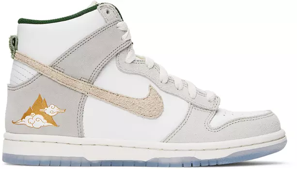 Бело-серые детские кроссовки Nike Kids Dunk High для больших детей