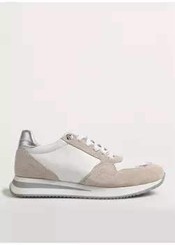 Бело-серые женские кожаные кроссовки Hush Puppies