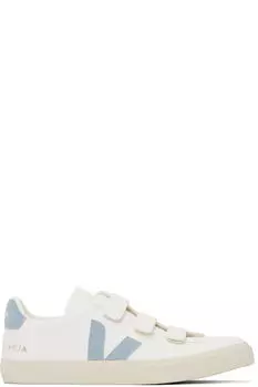 Бело-синие кожаные кроссовки Recife VEJA