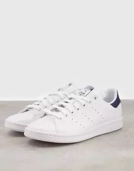 Бело-синие кроссовки adidas Originals Stan Smith - WHITE