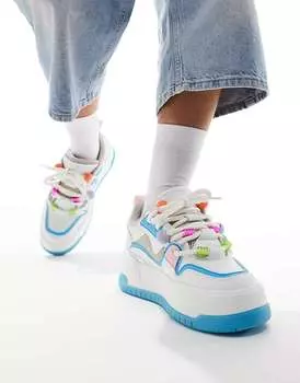 Бело-синие кроссовки на массивной подошве ASOS DESIGN