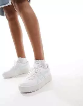 Бело-синие кроссовки на толстой подошве Asics Japan PF