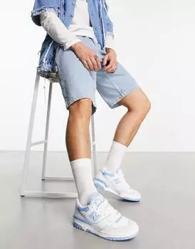 Бело-синие кроссовки New Balance 550