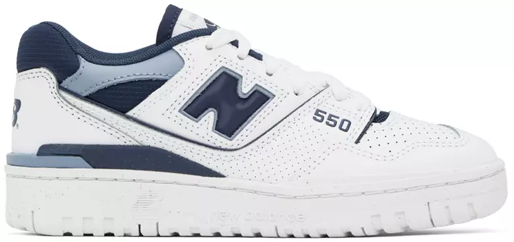 Бело-синие кроссовки New Balance 550
