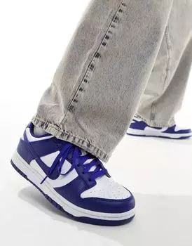 Бело-синие кроссовки Nike Dunk Low Retro