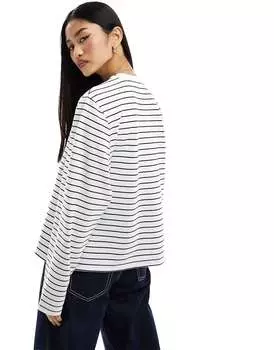 Бело-синий свитшот в полоску манго Mango