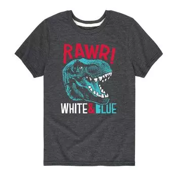 Бело-синяя футболка Rawr с динозавром для мальчиков 8–20 лет Licensed Character, серый