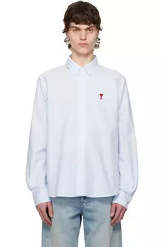 Бело-синяя хлопковая рубашка на пуговицах Ami de Coeur AMI Paris