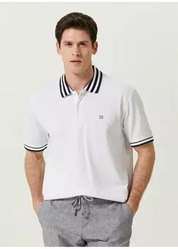 Бело-синяя мужская футболка поло Network