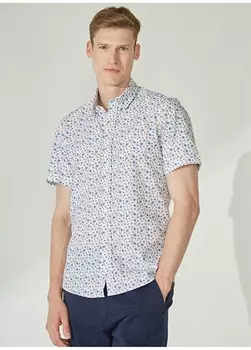 Бело-синяя мужская рубашка с коротким рукавом Beymen Business