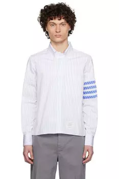 Бело-синяя рубашка прямого кроя BD L/S Step Hem Thom Browne