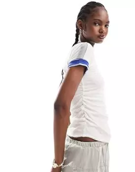 Бело-синяя спортивная детская футболка Free People Ringer