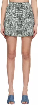 Бело-синяя жаккардовая мини-юбка ALAA