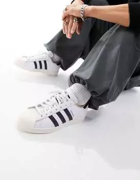 Бело-темно-синие кроссовки adidas Originals Superstar