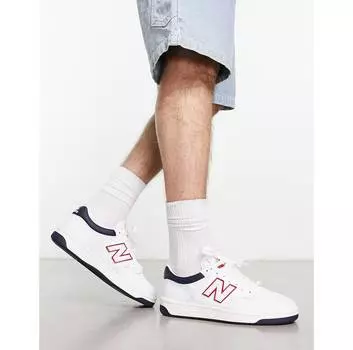 Бело-темно-синие кроссовки New Balance 480 с красными деталями