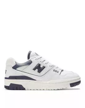 Бело-темно-синие кроссовки New Balance 550