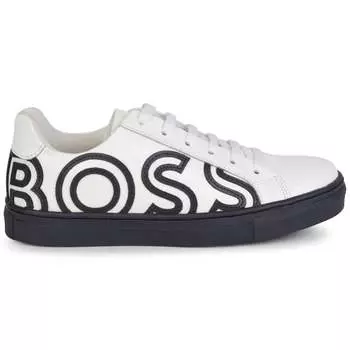 Бело-темно-синие кружевные кроссовки с логотипом BOSS, белый