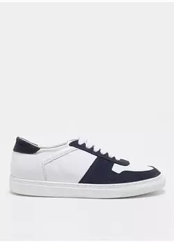 Бело-темно-синие мужские кожаные кроссовки F By Fabrika