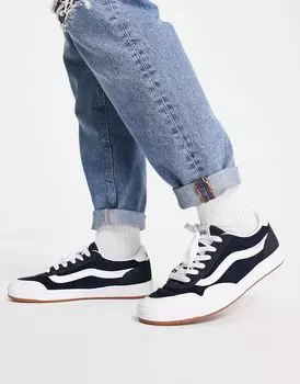 Бело-темно-синие замшевые кроссовки Vans Cruze Too CC