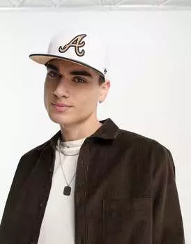 Бело-темно-синяя бейсболка 47 Brand MLB Atlanta Braves с пробковой отделкой