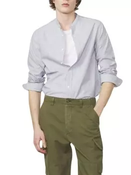 Бело-темно-синяя рубашка в неровную полоску Gaston Officine Gnrale