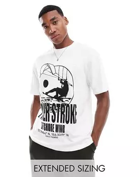 Бело-вересковая футболка свободного кроя ASOS DESIGN с принтом на спине